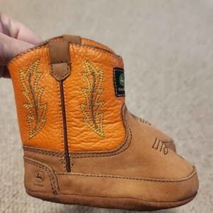 John Deere Orange and Tan Toddler Pull-On Western Boot - Size 4